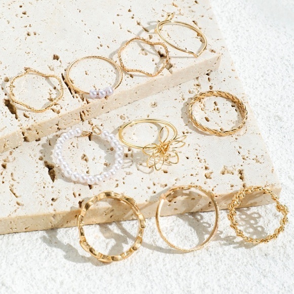 COPY - 10 Piece Gold Rings Set - Picture 1 of 8